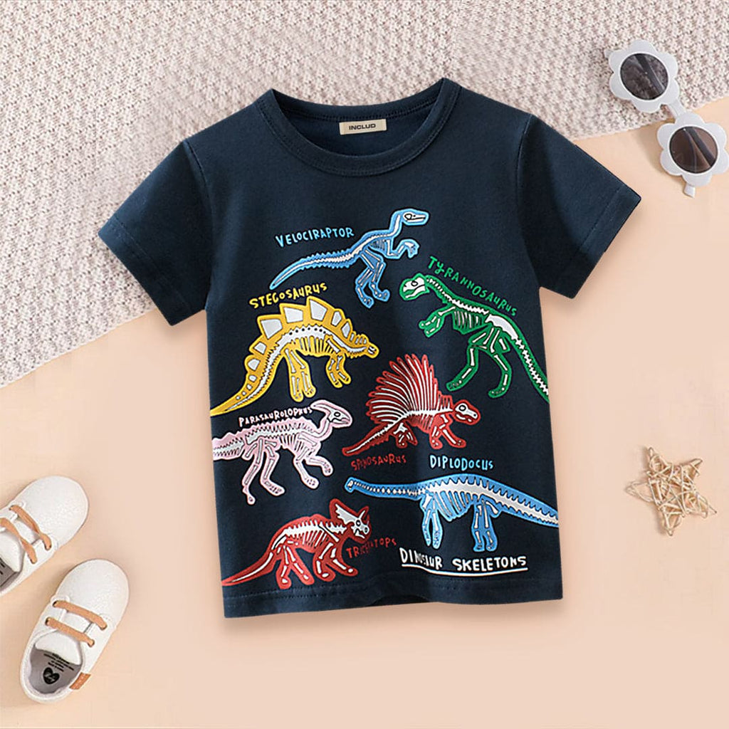 Dinosaur Print Tshirt Tshirts Navy 1-2 Y 