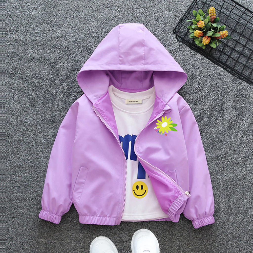 Girls Hooded Patchwork Jacket Coats & Jackets Purple 1-2 Y 