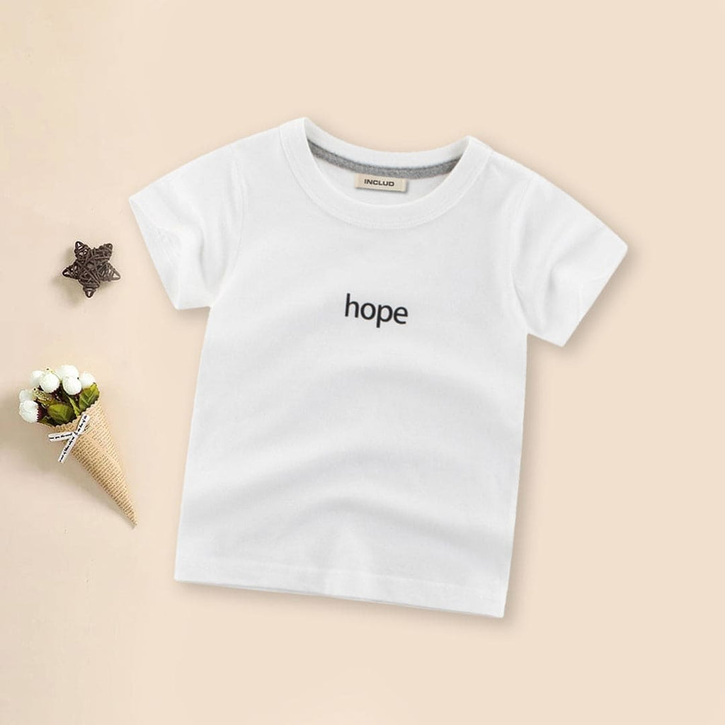 Boys Short Sleeve Round Neck Typography Print T-Shirts Tshirts White 1-2 Y 