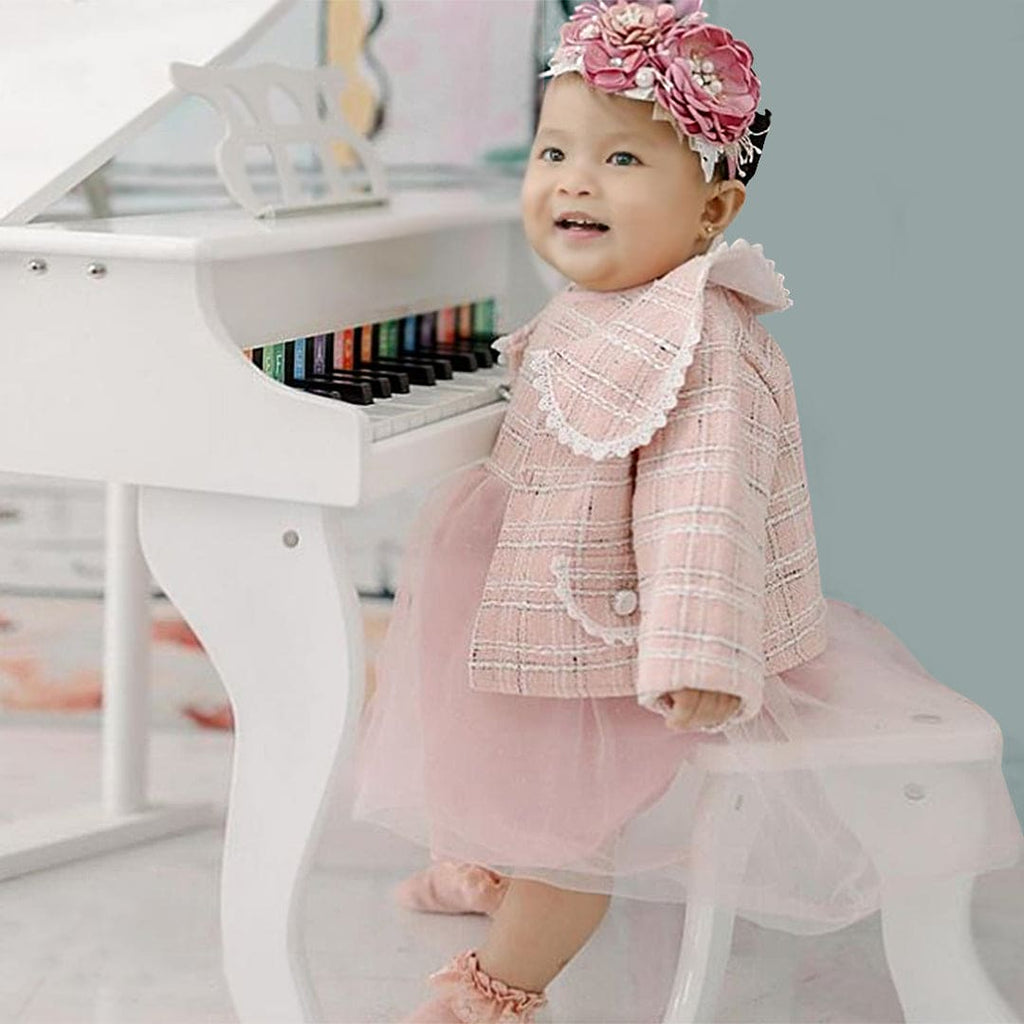 Girls Net Dress with Blazer Casual Dresses Pink 1-2 Y 