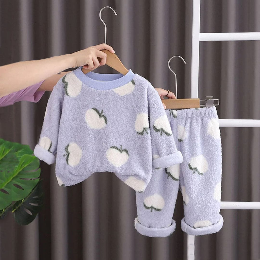 Girls Printed Sweatshirt with Pajama Set Winterwear Sets Grey 1-2 Y 