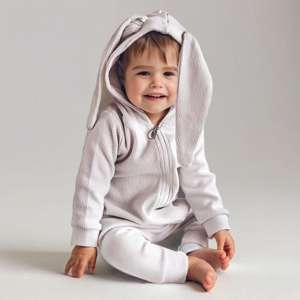Boys White Solid Full Sleeves Romper Romper White 3 - 6 M