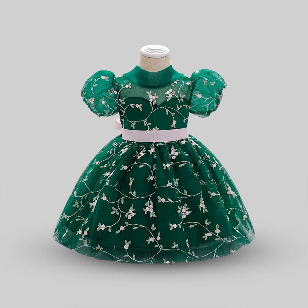 Net Embroidery Dress Casual Dresses Green 1-2 Y 