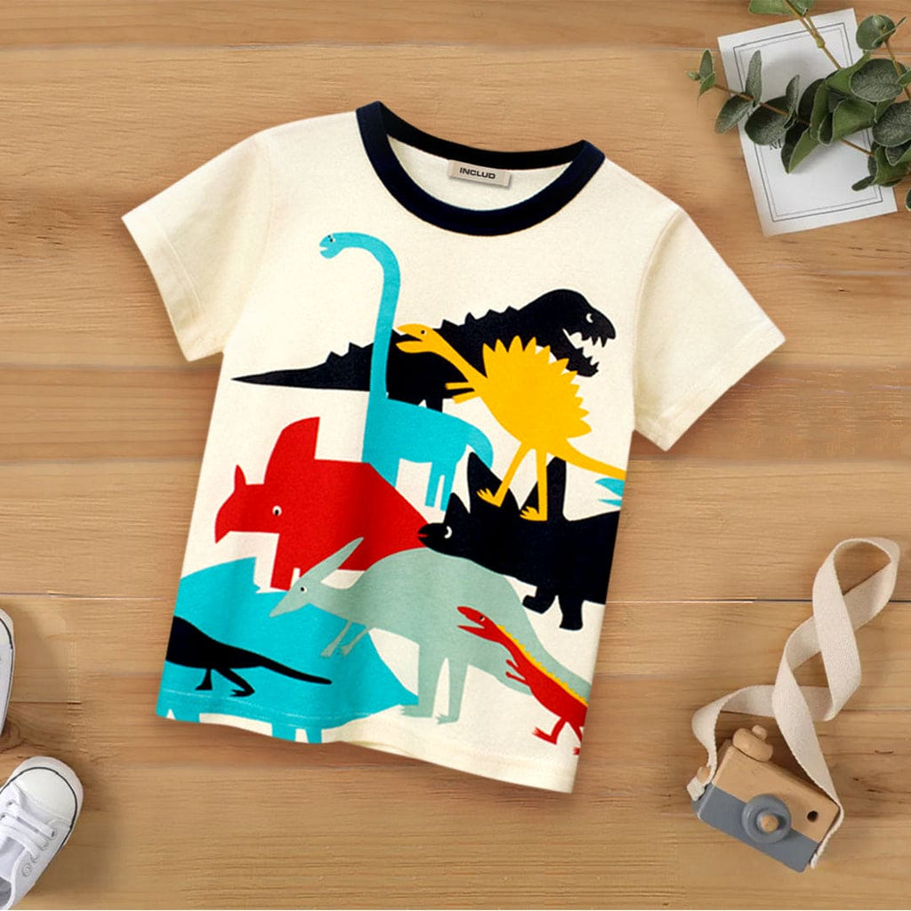 Dinosaur Print Tshirt Tshirts Beige 1-2 Y 