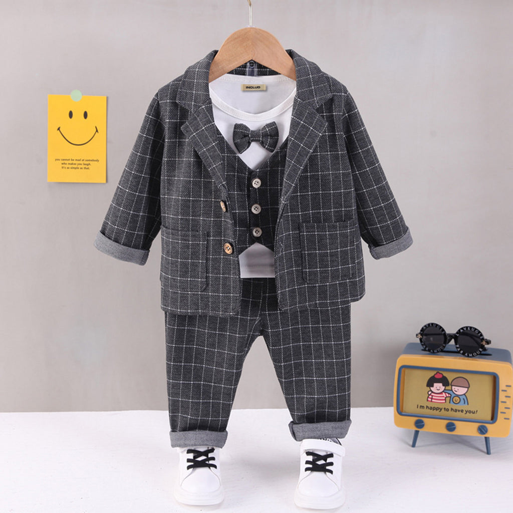 Boys Shirt with Waistcoat, Blazer & Trousers Set 4 pc. Sets Grey 1-2 Y 