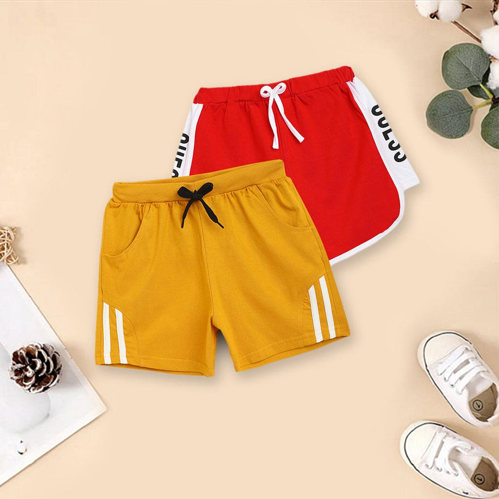 Girls Striped Shorts Multipack Set - Pack of 2 Shorts Mustard 2-3 Y 
