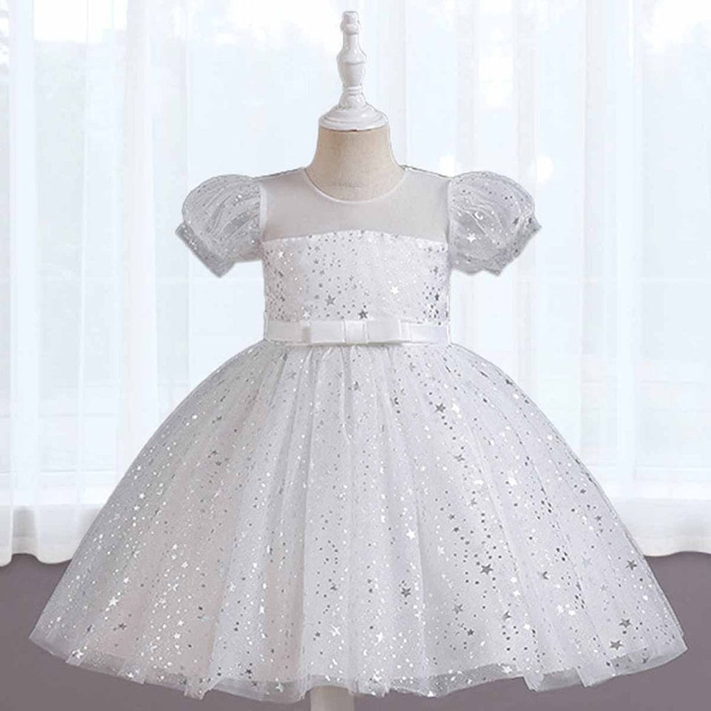 Girls Glitter Tulle Party Dress Party Dresses White 4-5 Y 