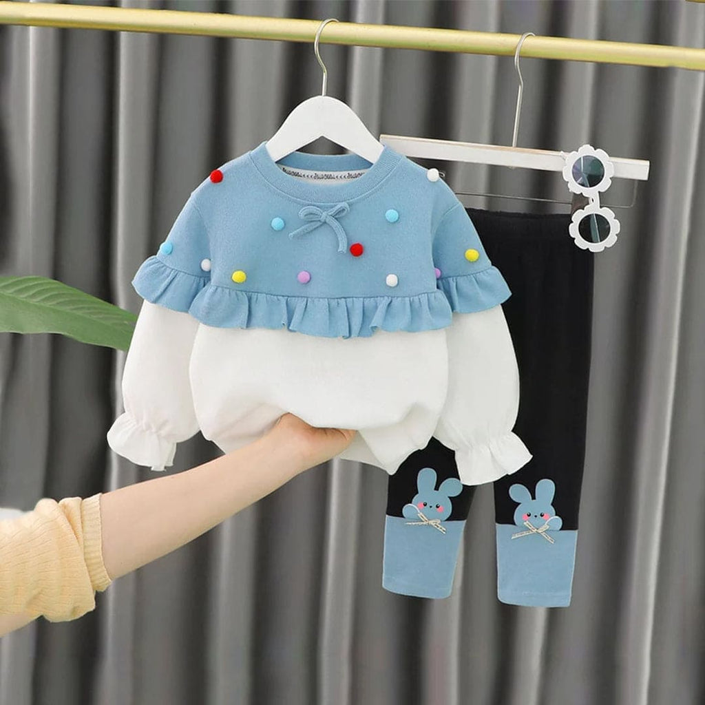 Girls Cape Sweatshirt with Leggings Set Winterwear Sets Blue 1-2 Y 