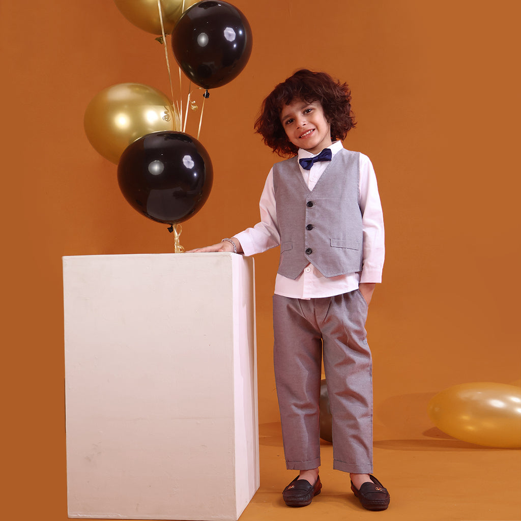 Boys Shirt with Suspender Trousers & Waistcoat 3pc Set 3 pc. Sets Gray 1-2 Y