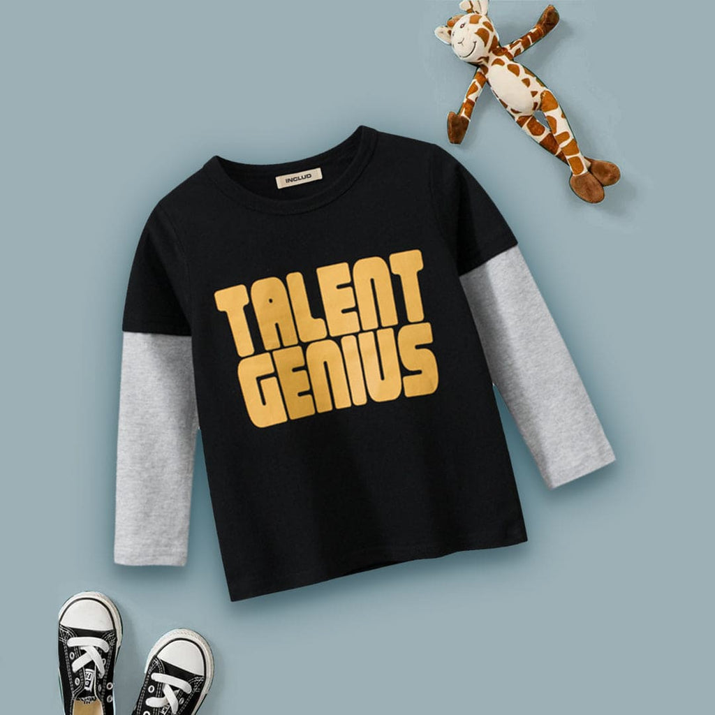 Boys Printed Doctor Sleeve Casual T-shirt Tshirts Black 1-2 Y 