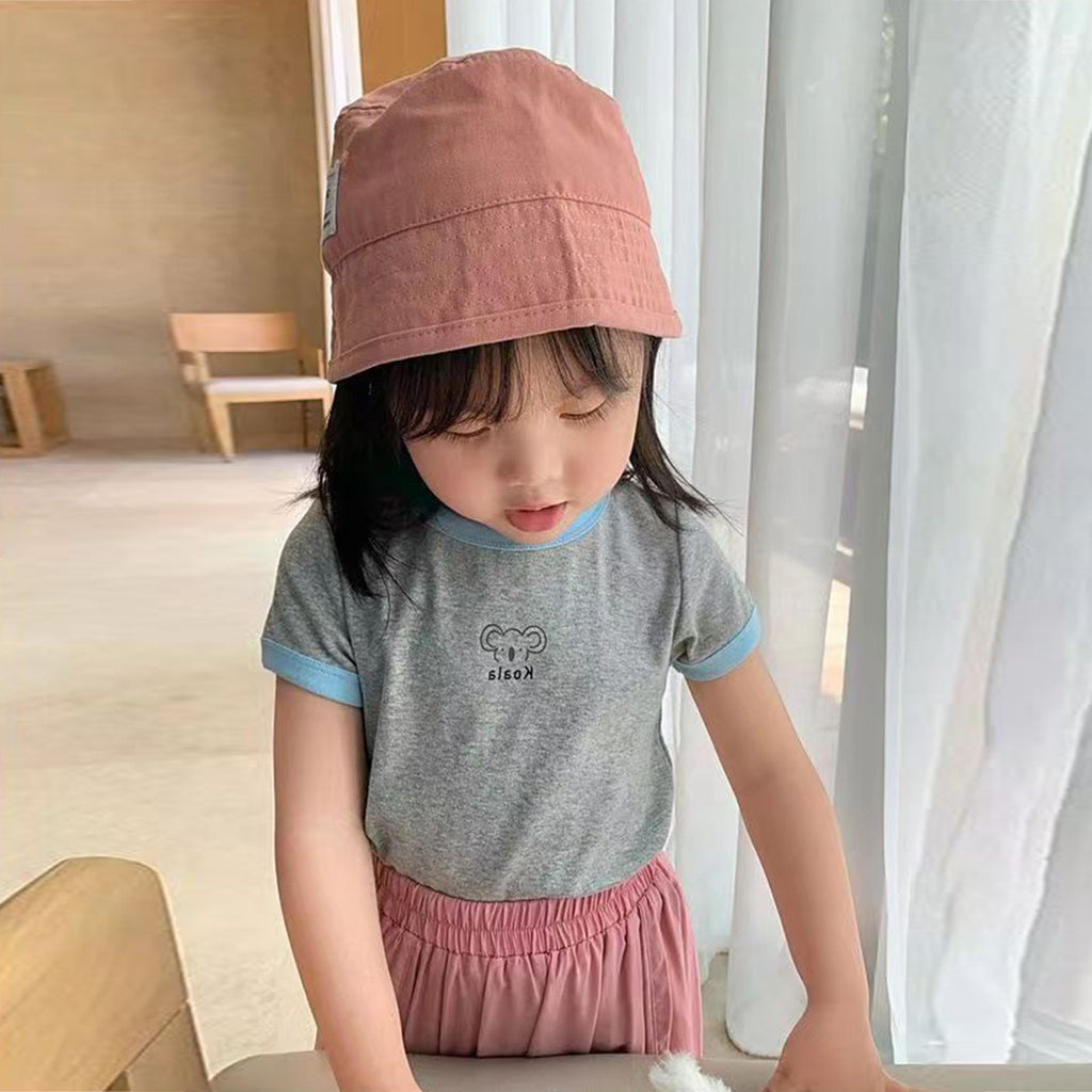 Girls Motif Printed Short Sleeves Casual Tee Tops & T-Shirts Grey 18 - 24 M