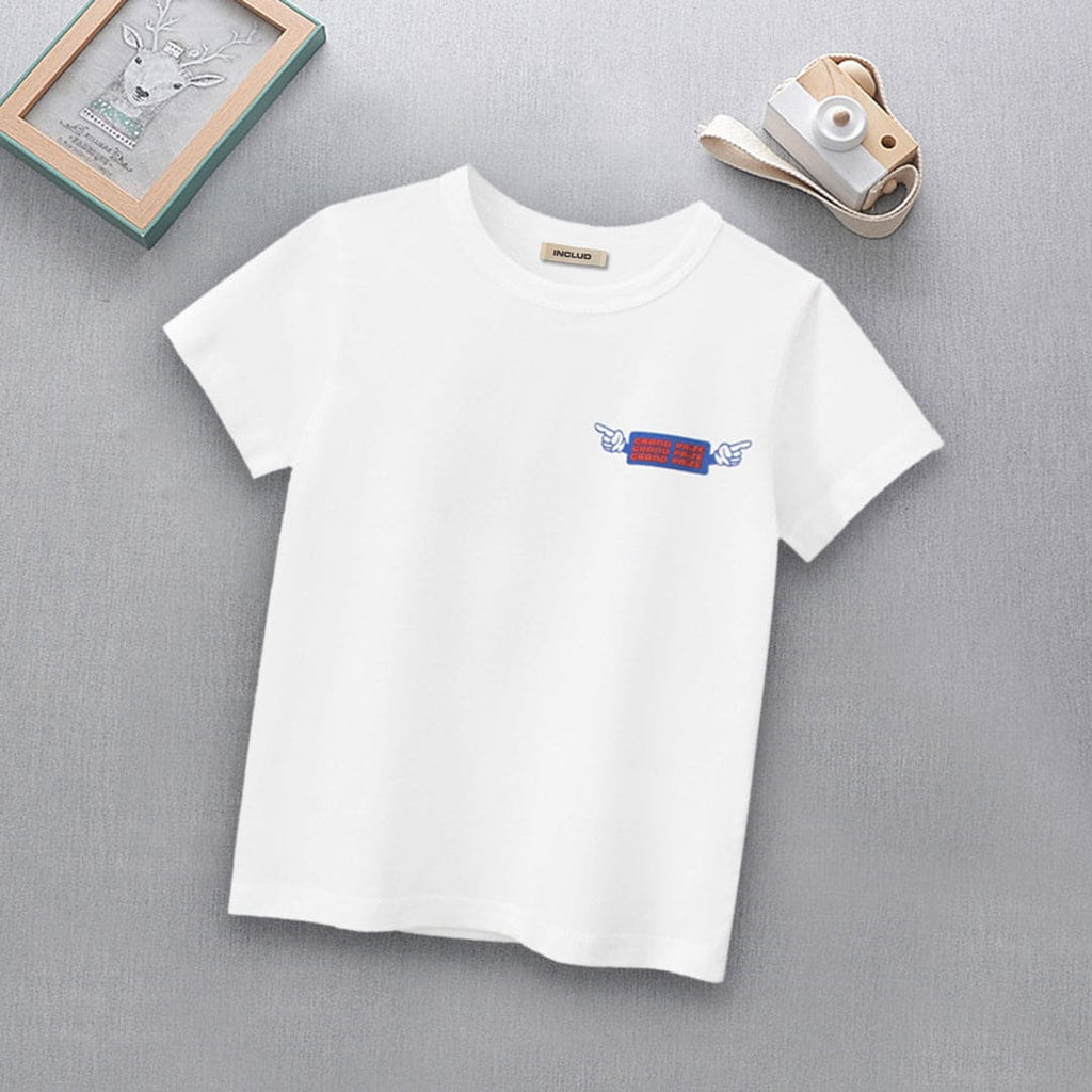 Boys Printed Short Sleeves Casual T-shirt Tshirts White 1-2 Y 
