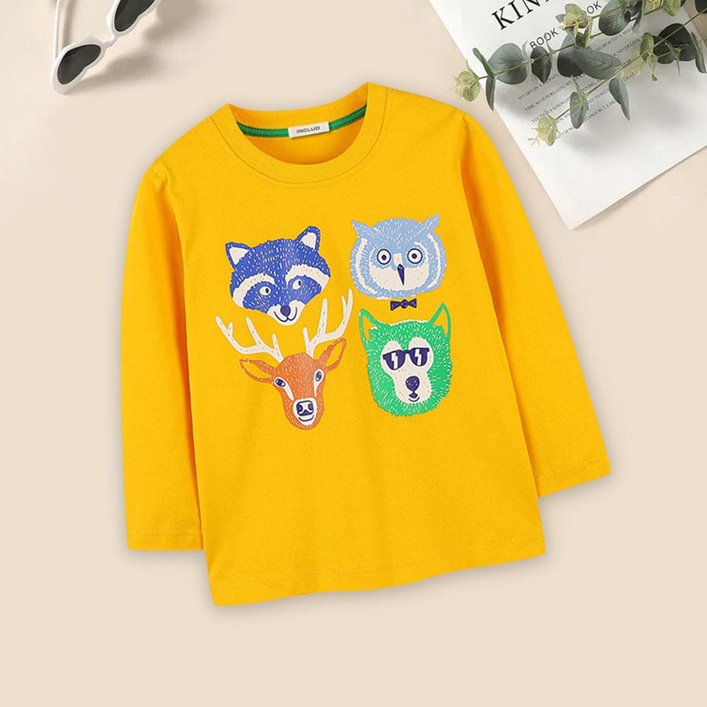 Boys Animal Print Tshirt Tshirts Yellow 1-2 Y 