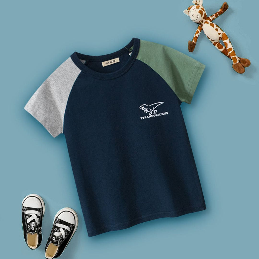 Boys Printed Raglan Sleeve T-shirt Tshirts Navy 1-2 Y 