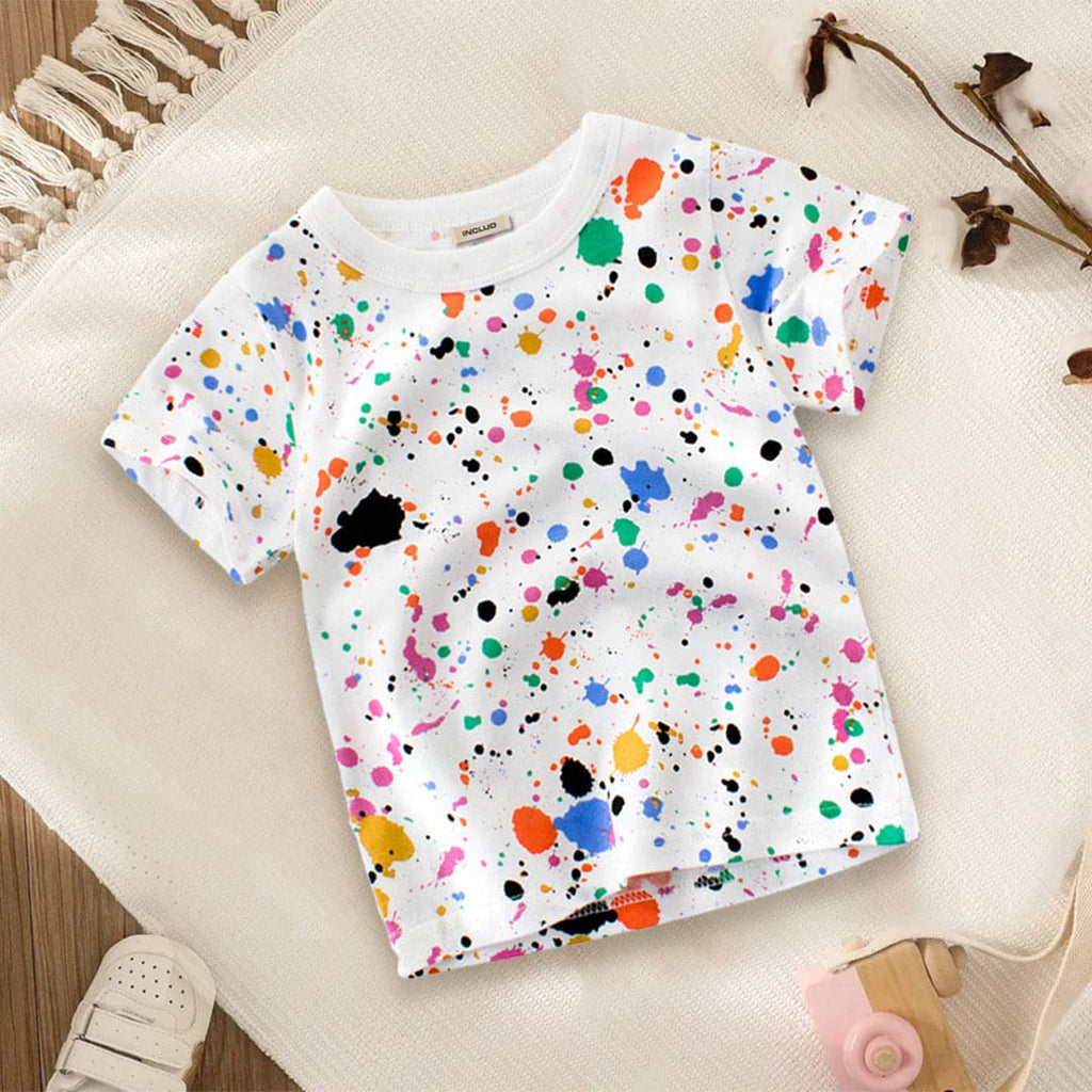 Boys Colour Splash Printed Multicolored T-shirt Tshirts White 1-2 Y 