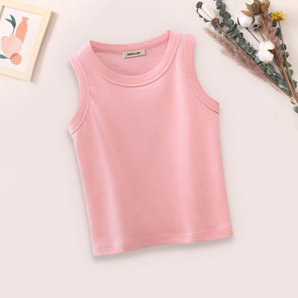 Boys Solid Sleeveless Tank Vests Tshirts Pink 1-2 Y 