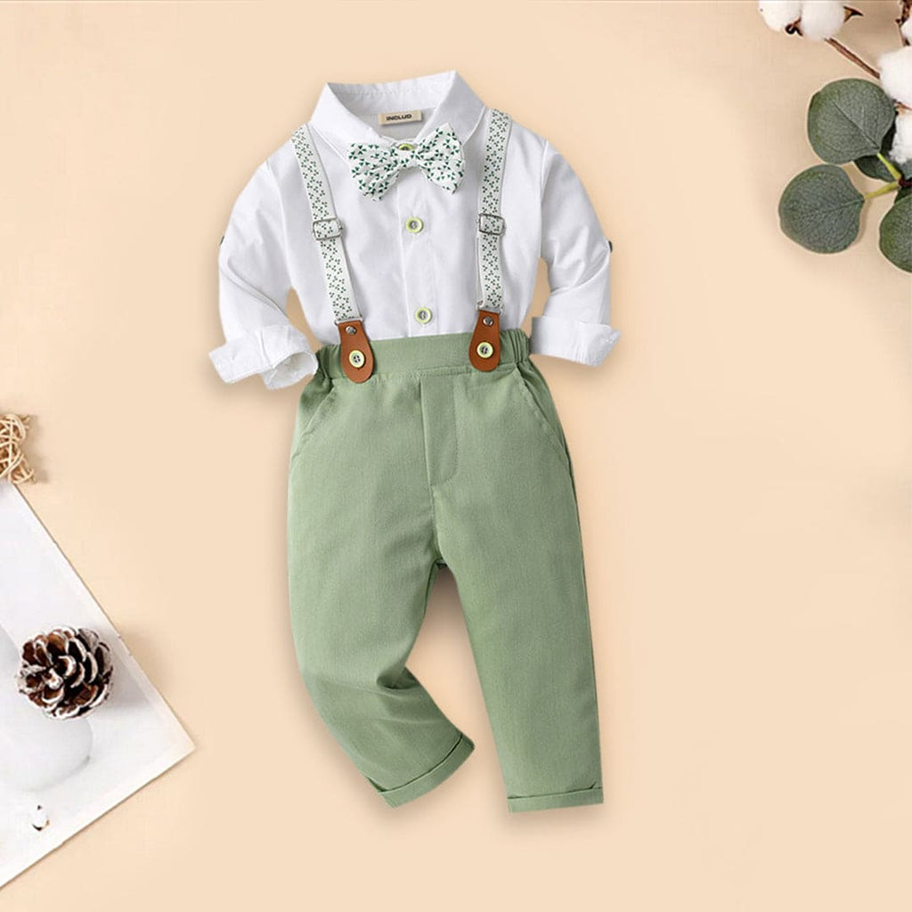 Boys Bow-Tie Shirt with Suspender Trousers Set 2 pc. Sets Light Green 1-2 Y 
