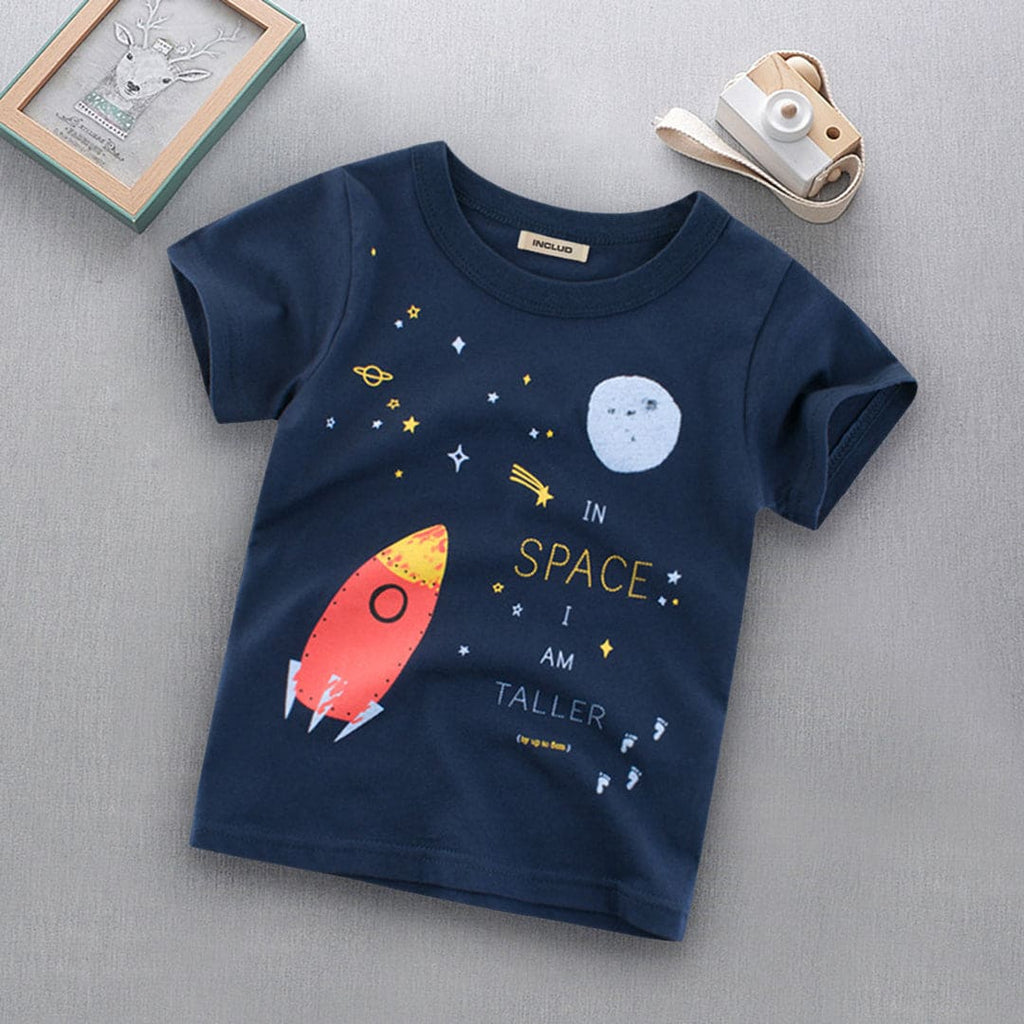 Space Print Tshirt Tshirts Navy 1-2 Y 