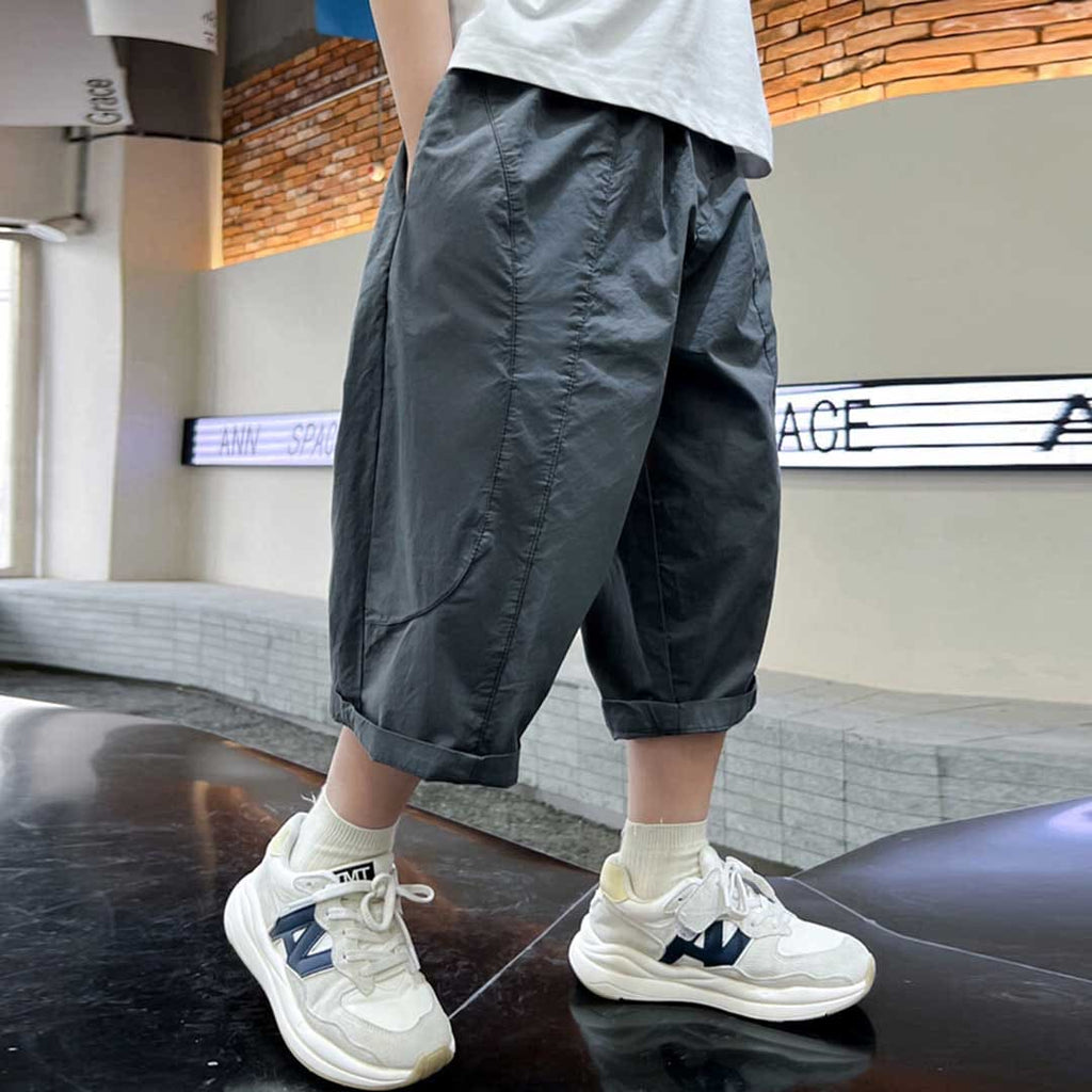 Boys Elasticated Loose Fit Bermuda Bermudas Gray 3-4 Y 