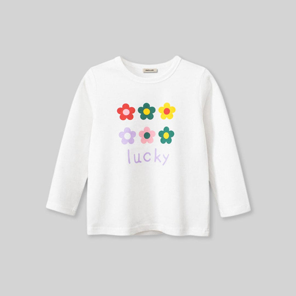 Girls Flower Print Long Sleeves T-shirt Tshirts White 1-2 Y 
