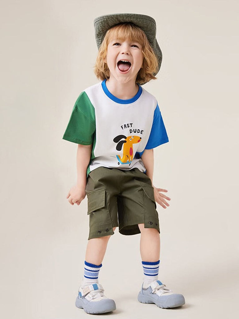 Boys Drop Shoulder Printed Casual T-shirt Tshirts Blue 1-2 Y 