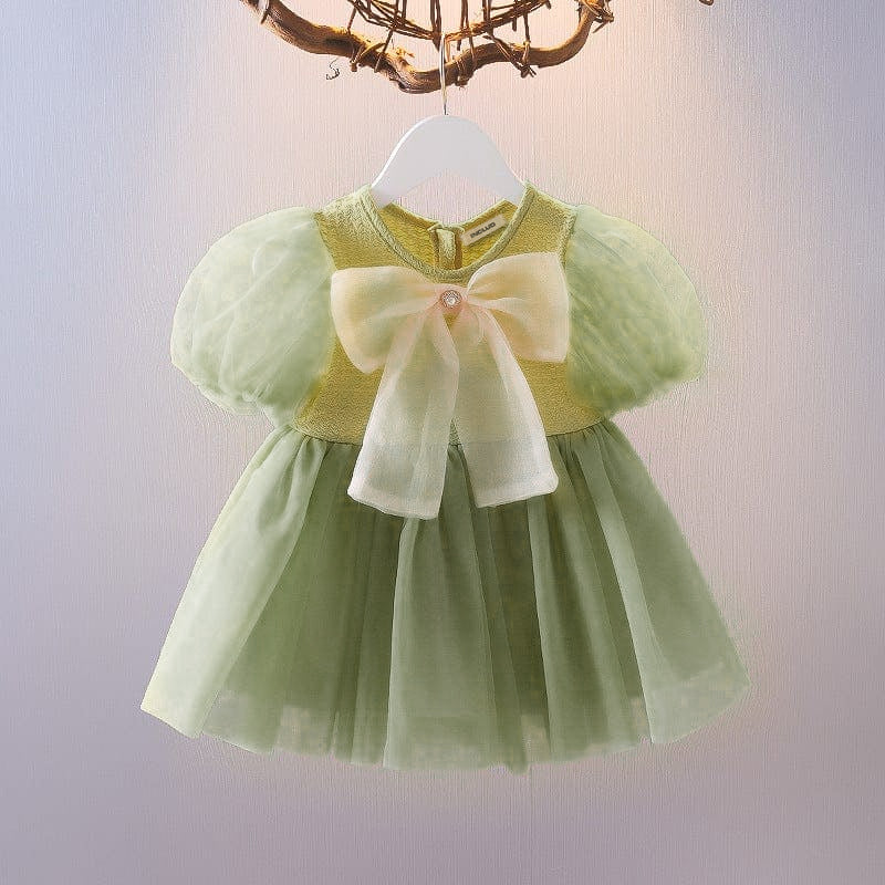 Girls Dress with Bow Detailing Casual Dresses Green 1-2 Y