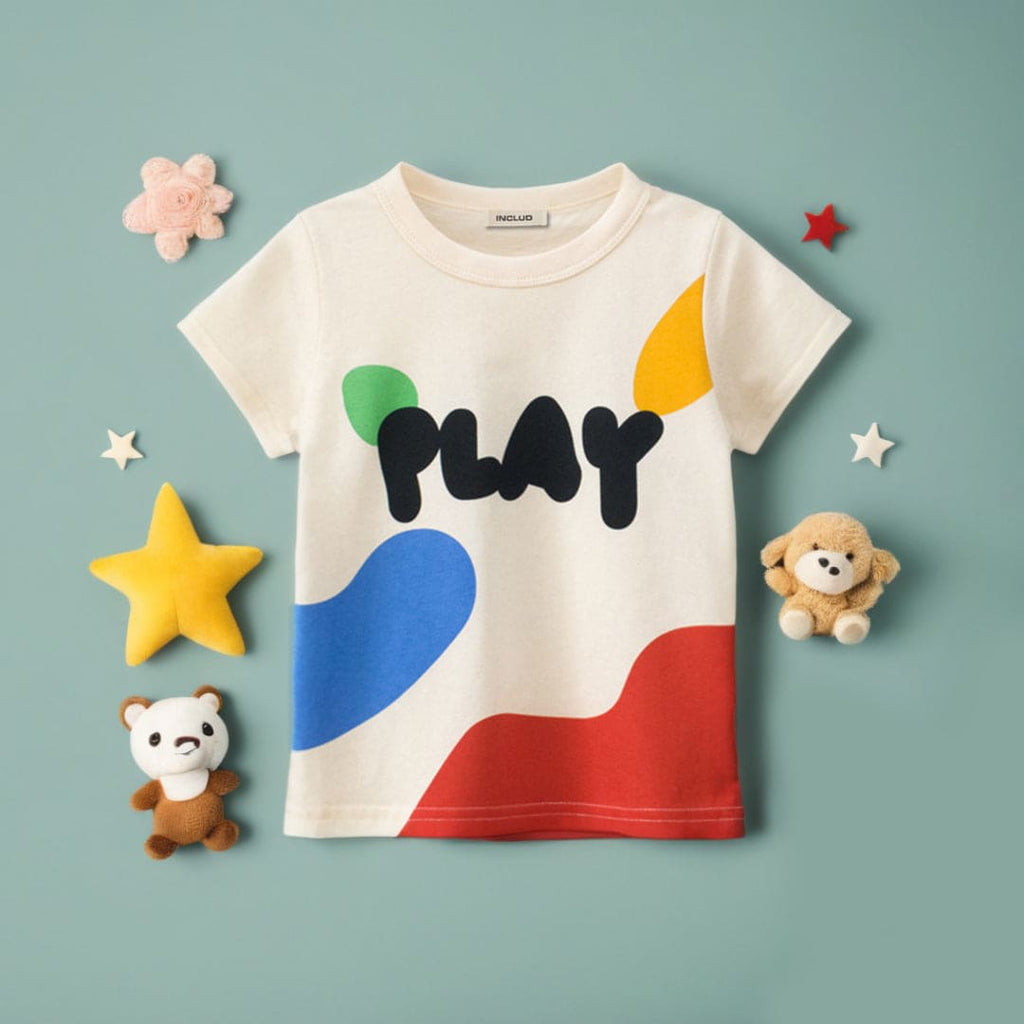 Girls Printed Short Sleeves T-shirt Tshirts Beige 1-2 Y 