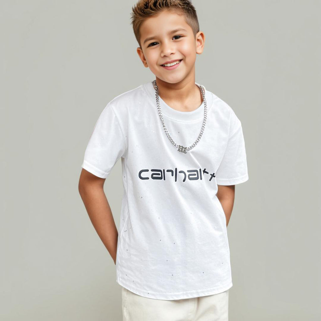 Boys Printed Shorts Sleeves T-Shirt Tshirts White 1-2 Y 