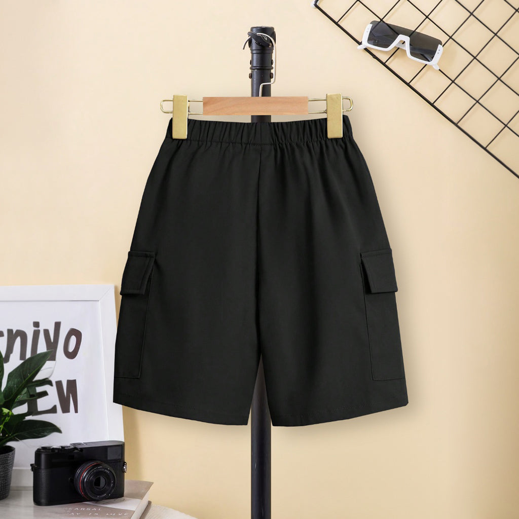Boys Black Elasticated Waist Cargo Short Cargo Shorts