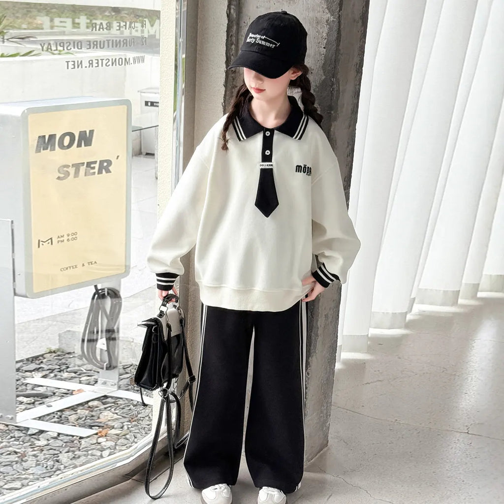 Girls Off White Oversized Polo Sweatshirt With Pants Sets Sets Off White 5-6 Y