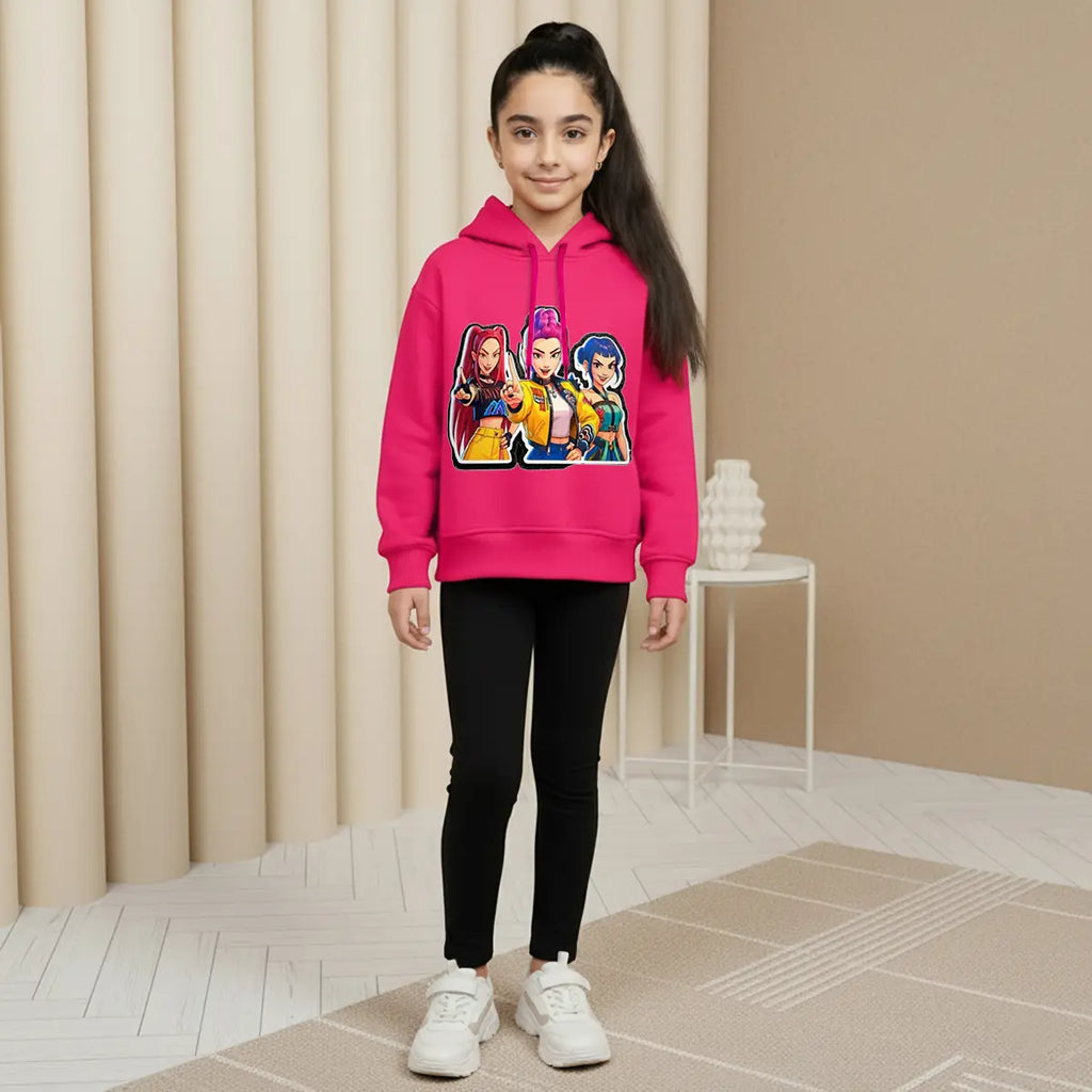 Girls Fuchsia K-Pop Graphics Hoodie Sweatshirts & Hoodies Fuchsia 1-2 Y
