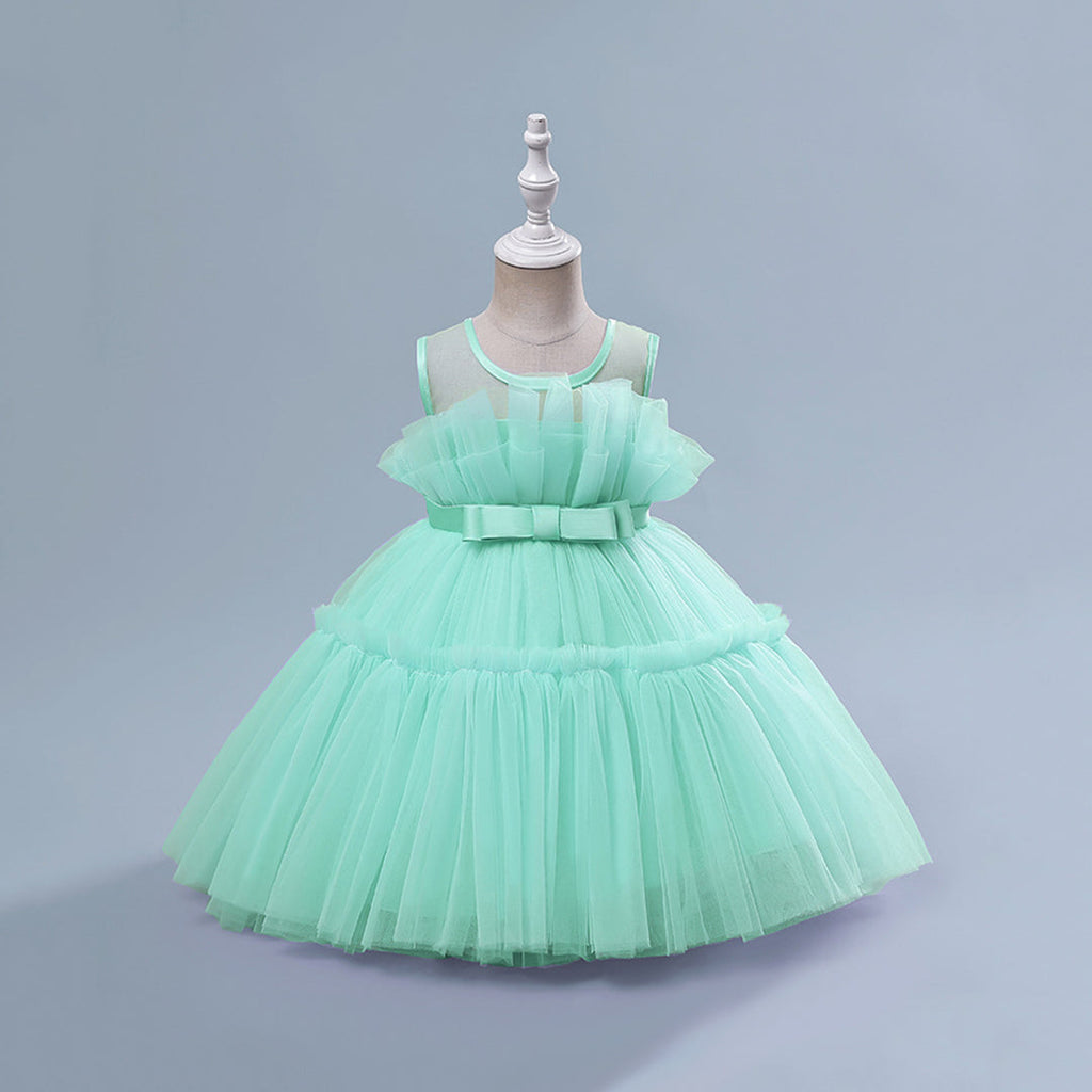 Girls Sleeveless Fit & Flare Party Dress Party Dresses Sea Green 1-2 Y 