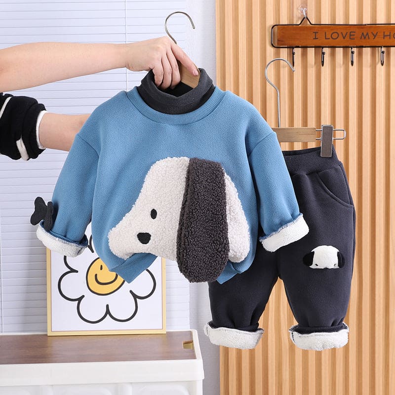 Boys Blue Sweatshirt with Joggers Set Winterwear Sets Blue 1-2 Y 
