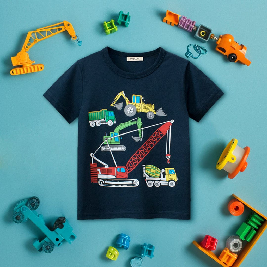 Boys Graphic Print Short Sleeves T-Shirt Tshirts Blue 1-2 Y 