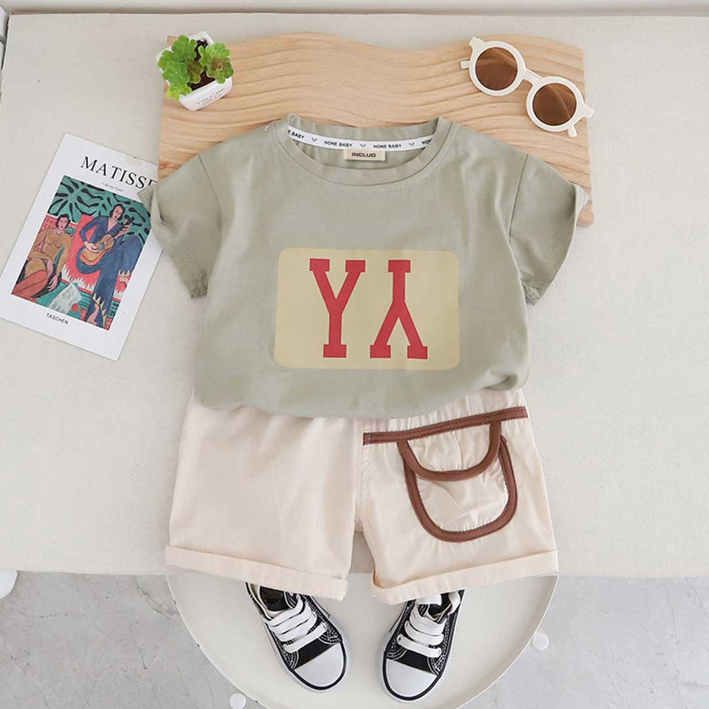 Boys Short Sleeve Graphic T-Shirt With Shorts Set 2 pc. Sets Gray 1-2 Y 