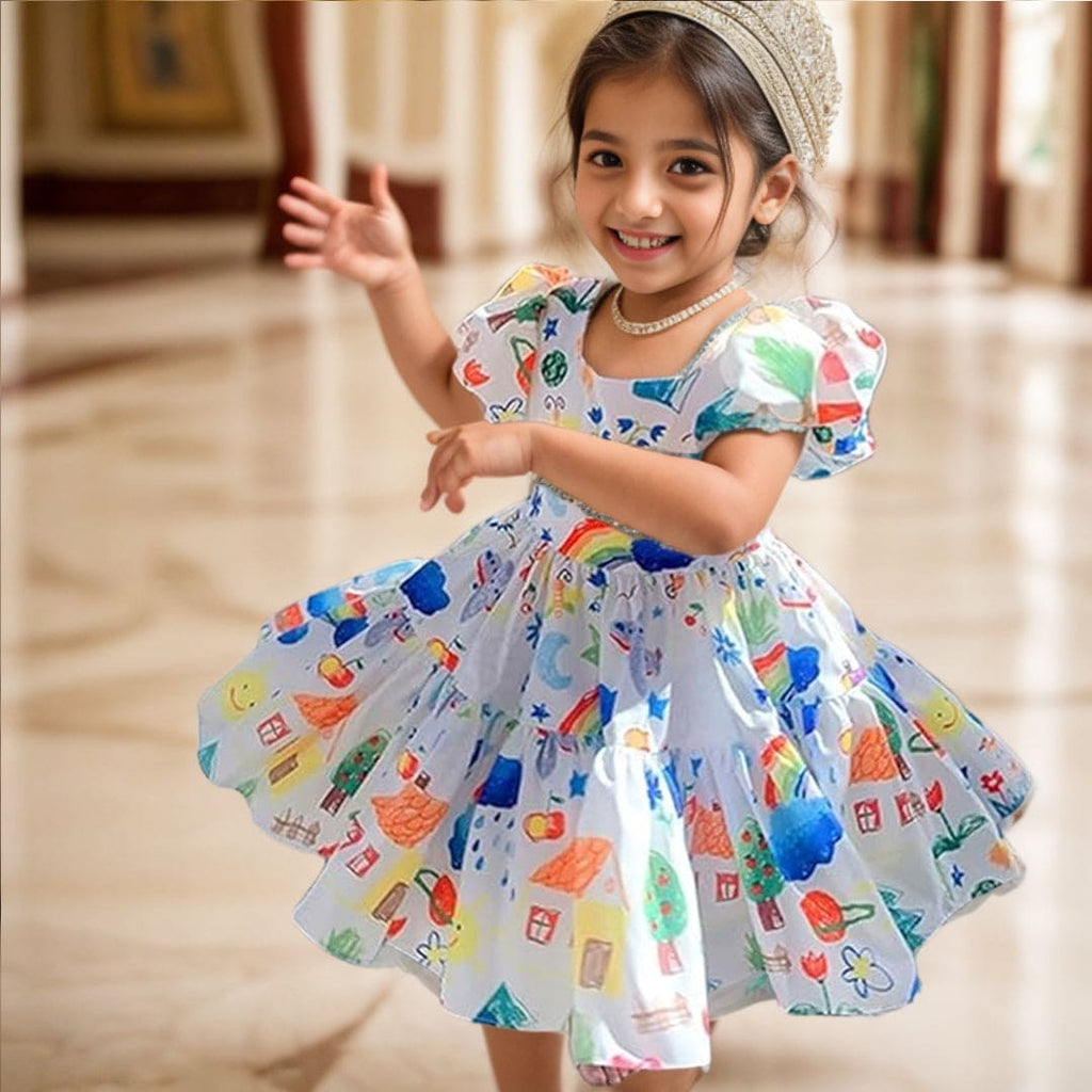 Girls Printed Dress Casual Dresses Multicolor 1-2 Y 