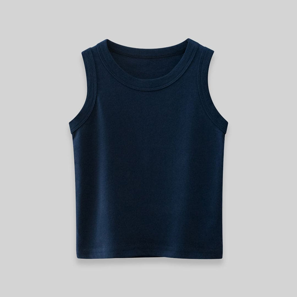 Boys Solid Sleeveless Tank Vests Tshirts Navy 1-2 Y 