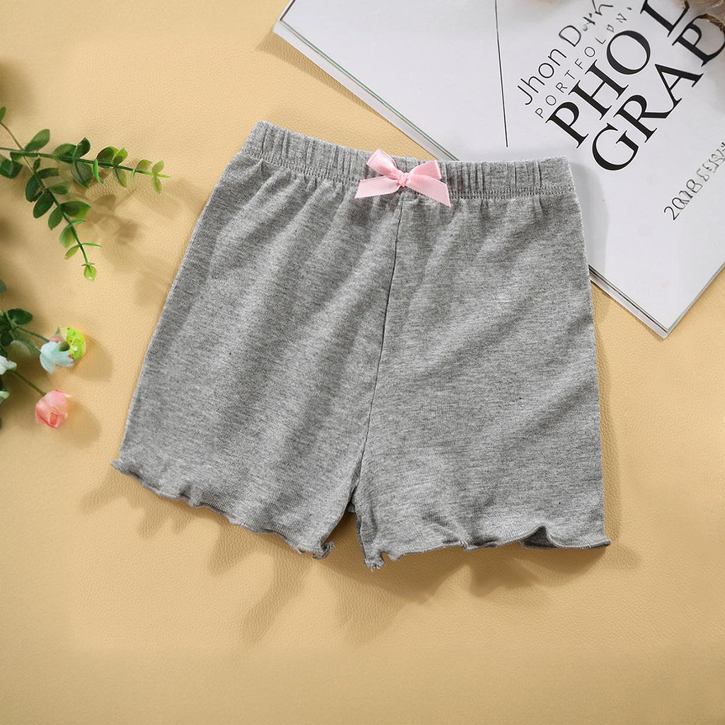 Girls Elasticated Shorts With Bow Shorts Grey 1-2 Y 