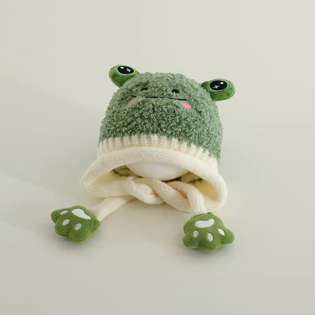 Warm & Animated Embroidered Cap for Kids Trending Accessories Green Onesize
