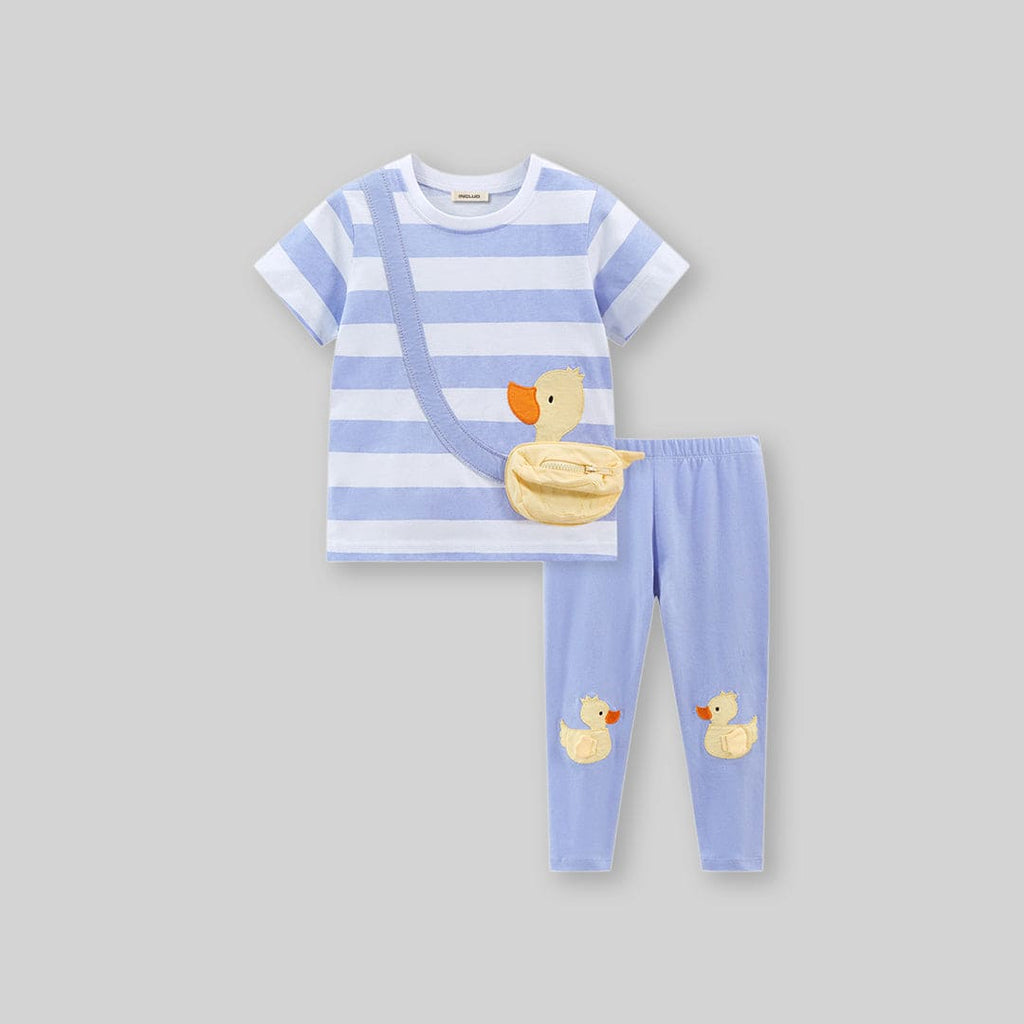 Girls Striped T-Shirt With Leggings Set Sets Blue 1-2 Y 