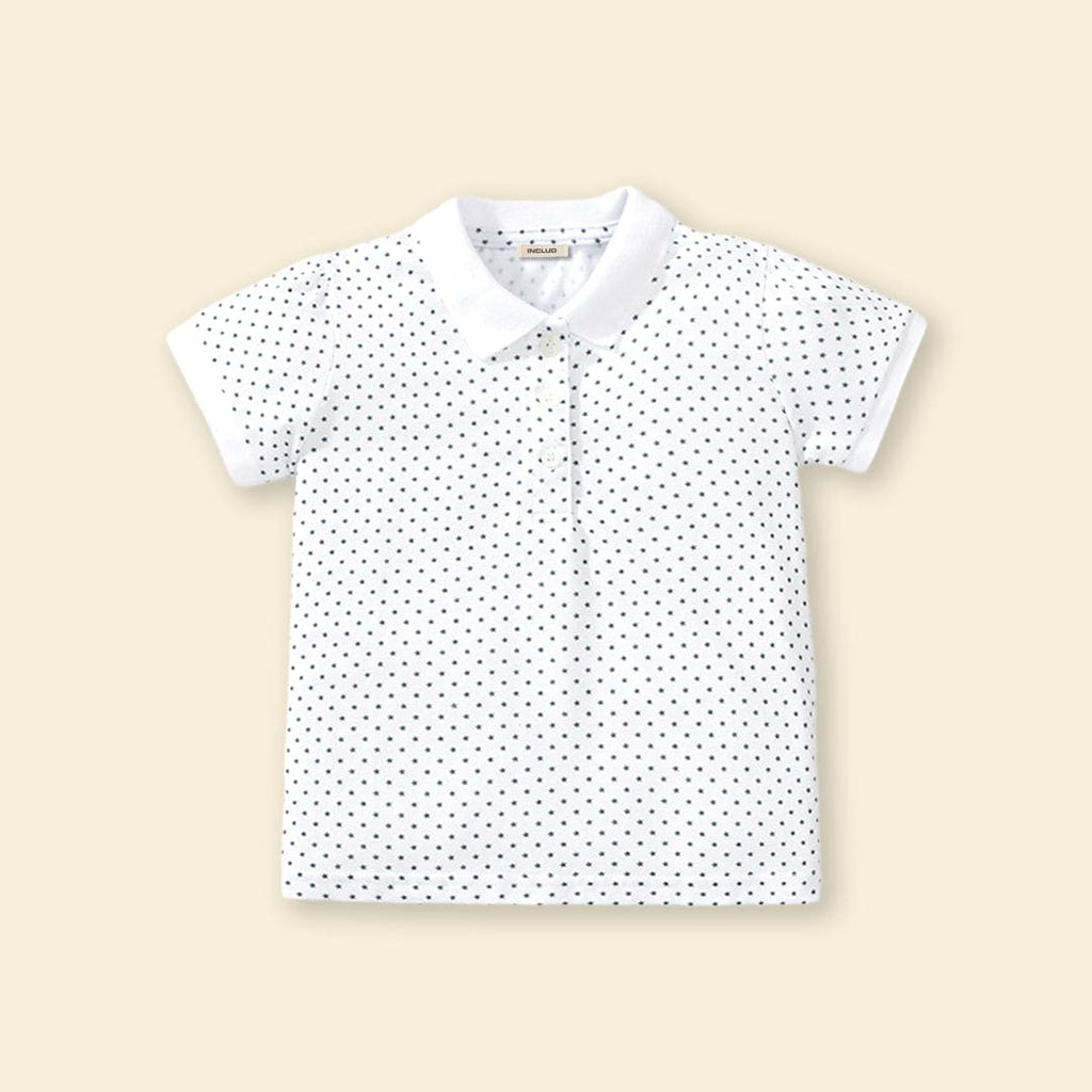 Girls Printed Short Sleeve Polo T-Shirt Tshirts White 1-2 Y 