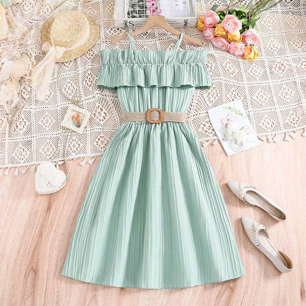 Girls Off Shoulder Fit & Flare Dress Casual Dresses