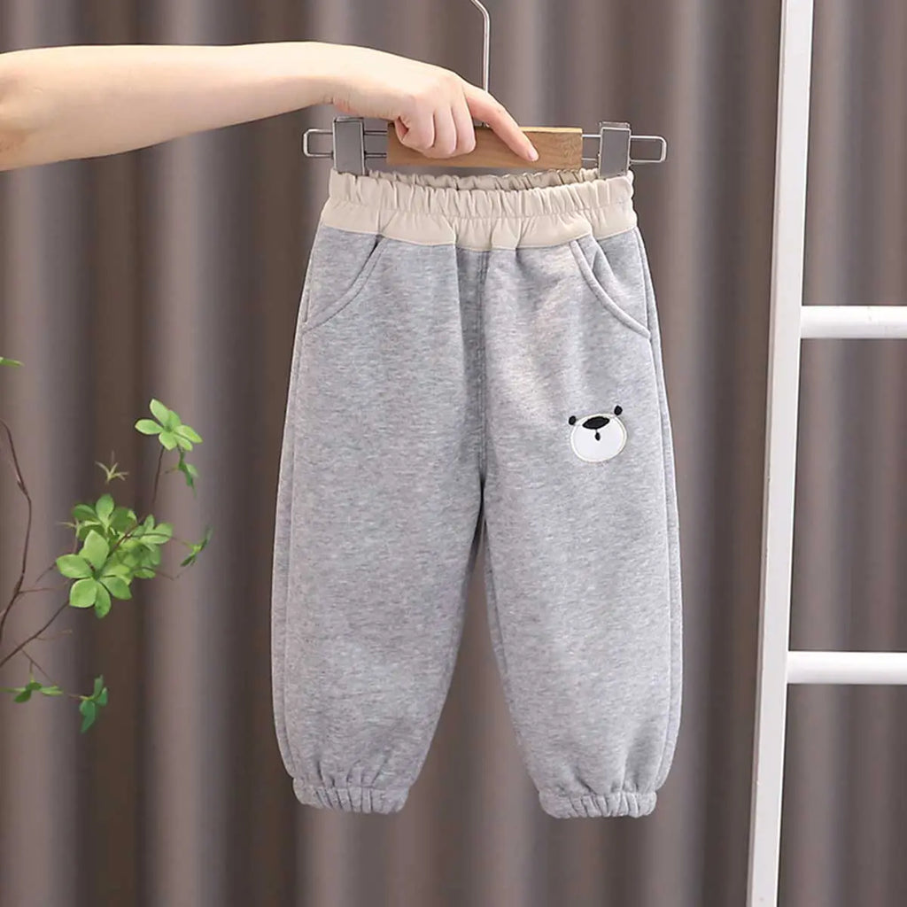 Boys Grey Bear Embroidered Patched Jogger Trackpants & Joggers Grey 1-2 Y