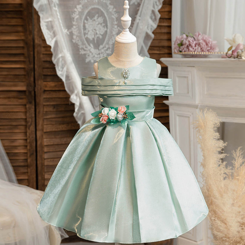 Girls Sleeveless Fit & Flare Party Dress Party Dresses Light Green 4-5 Y 
