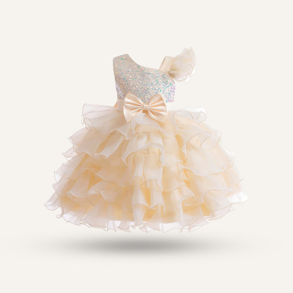 Girls Sequins Embellished Fit & Flare Dress Party Dresses Beige 4-5 Y 