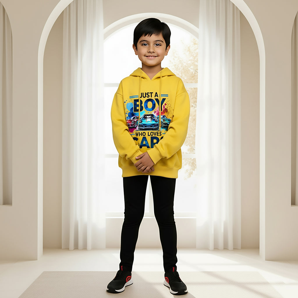 Boys Yellow Car Graphics Hoodies Sweatshirt Sweatshirts & Hoodies Yellow 1-2 Y
