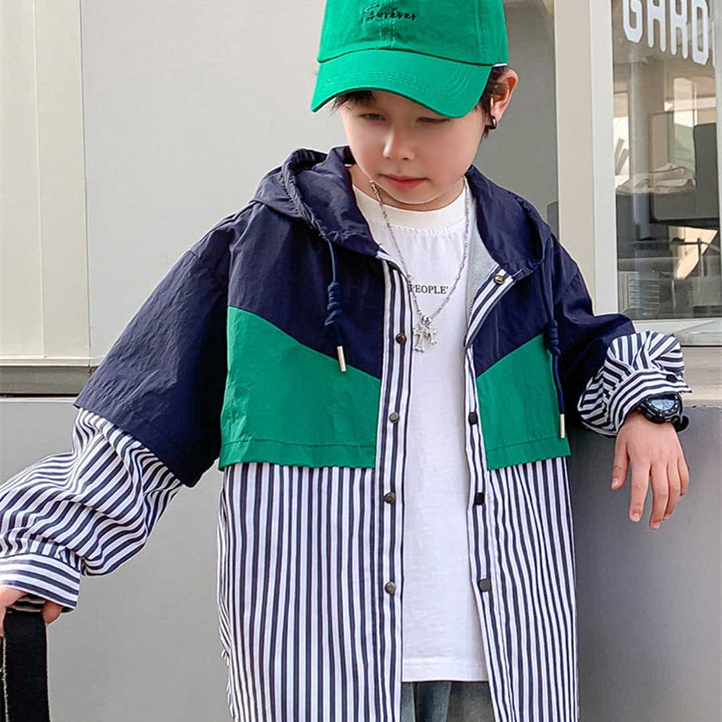 Boys Hooded Short Sleeve Summer Jacket Coats & Jackets Blue 3-4 Y 