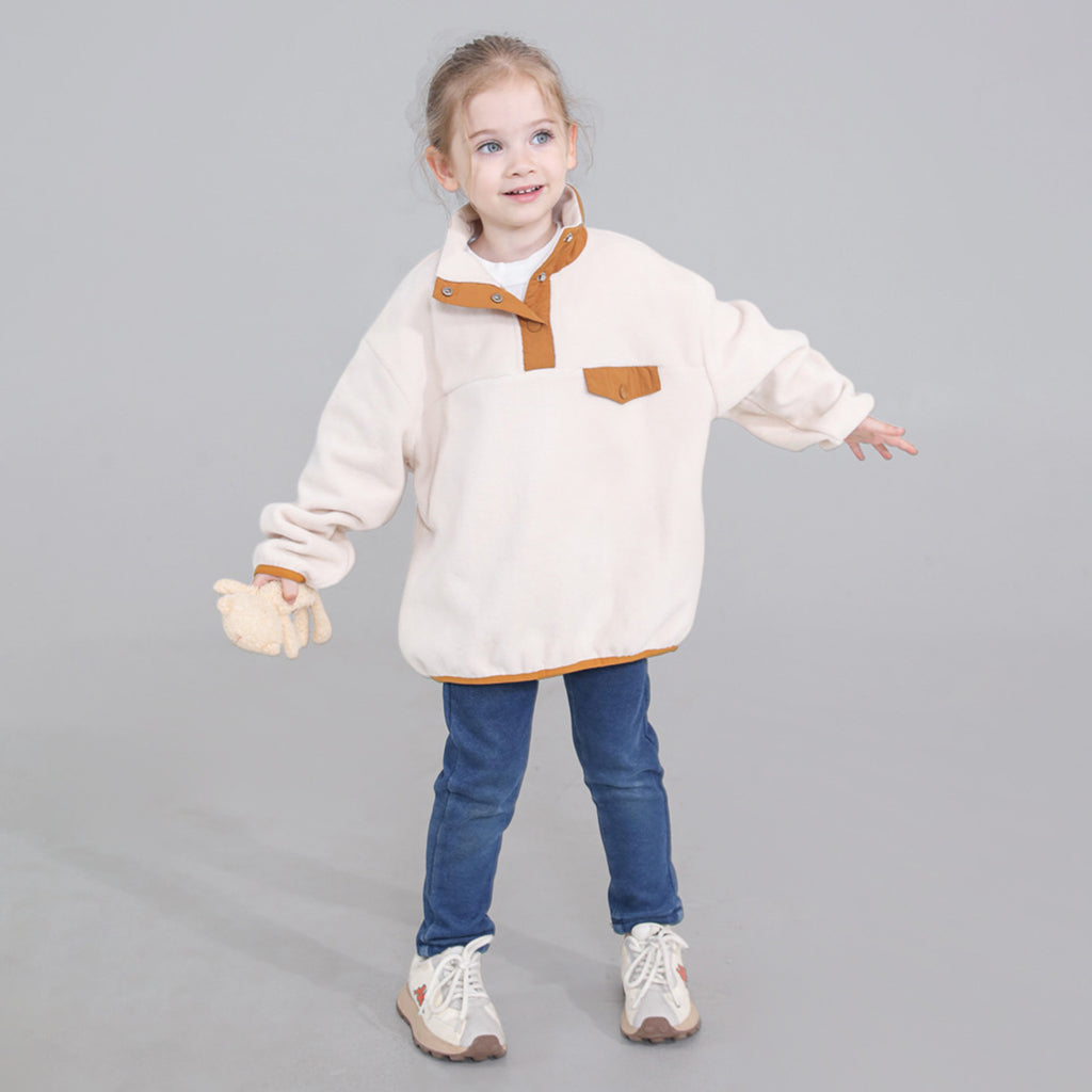 Girls Apricot Solid Pullover Sweatshirt Sweatshirts & Hoodies Apricot 2-3 Y