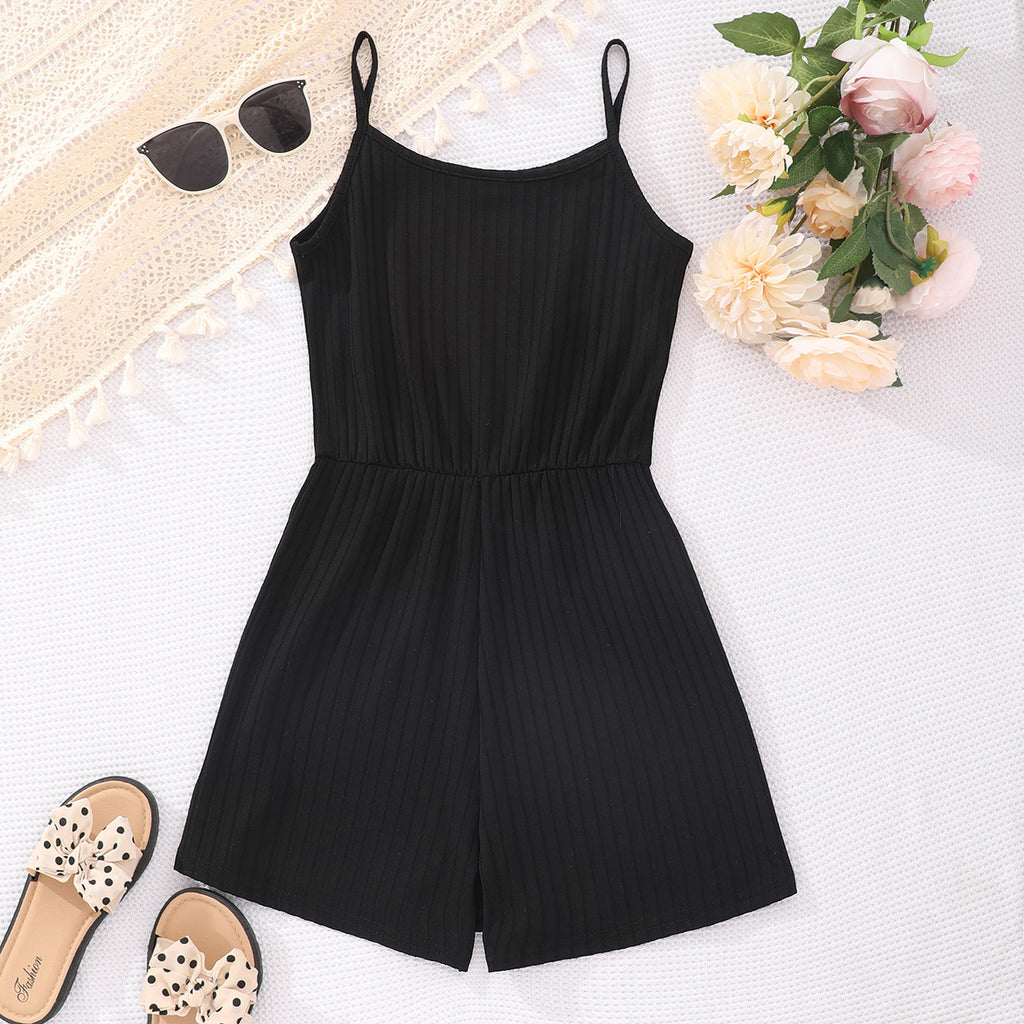 Girls Black Short Length Strappy Jumpsuit Jumpsuits Black 12-13 Y