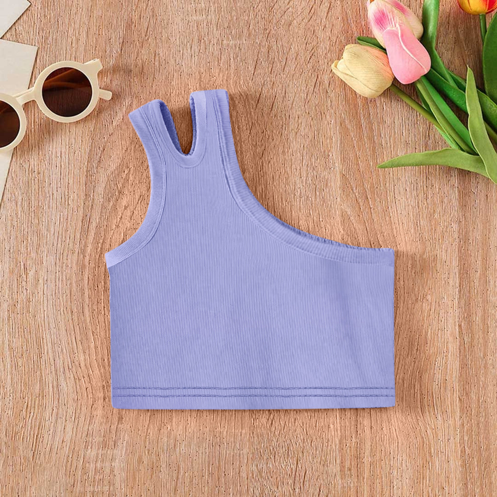 Girls One-Shoulder Crop Top Tops Purple 1-2 Y